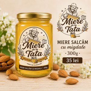 Miere de salcâm - 300g - cu migdale